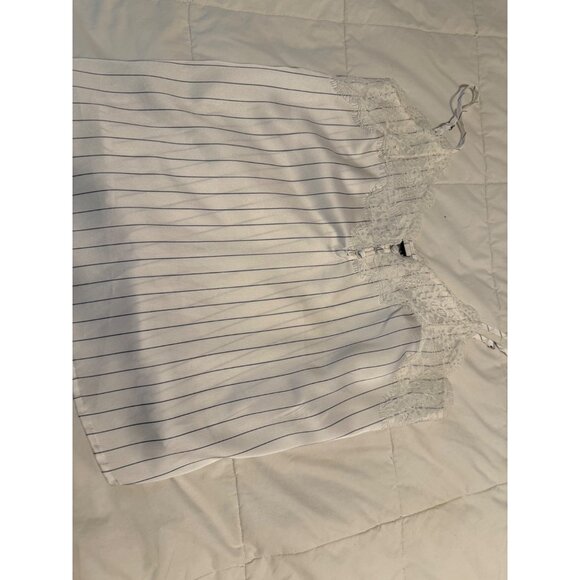 Abercrombie & Fitch Womens Striped Lace Trim Tank Top S White Navy Coquette Y2K - Picture 13 of 14